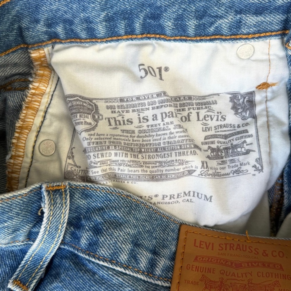 Levis Premium 501 Original Cutoff Denim Shorts Light Wash Blue High Rise 26 - Picture 7 of 11
